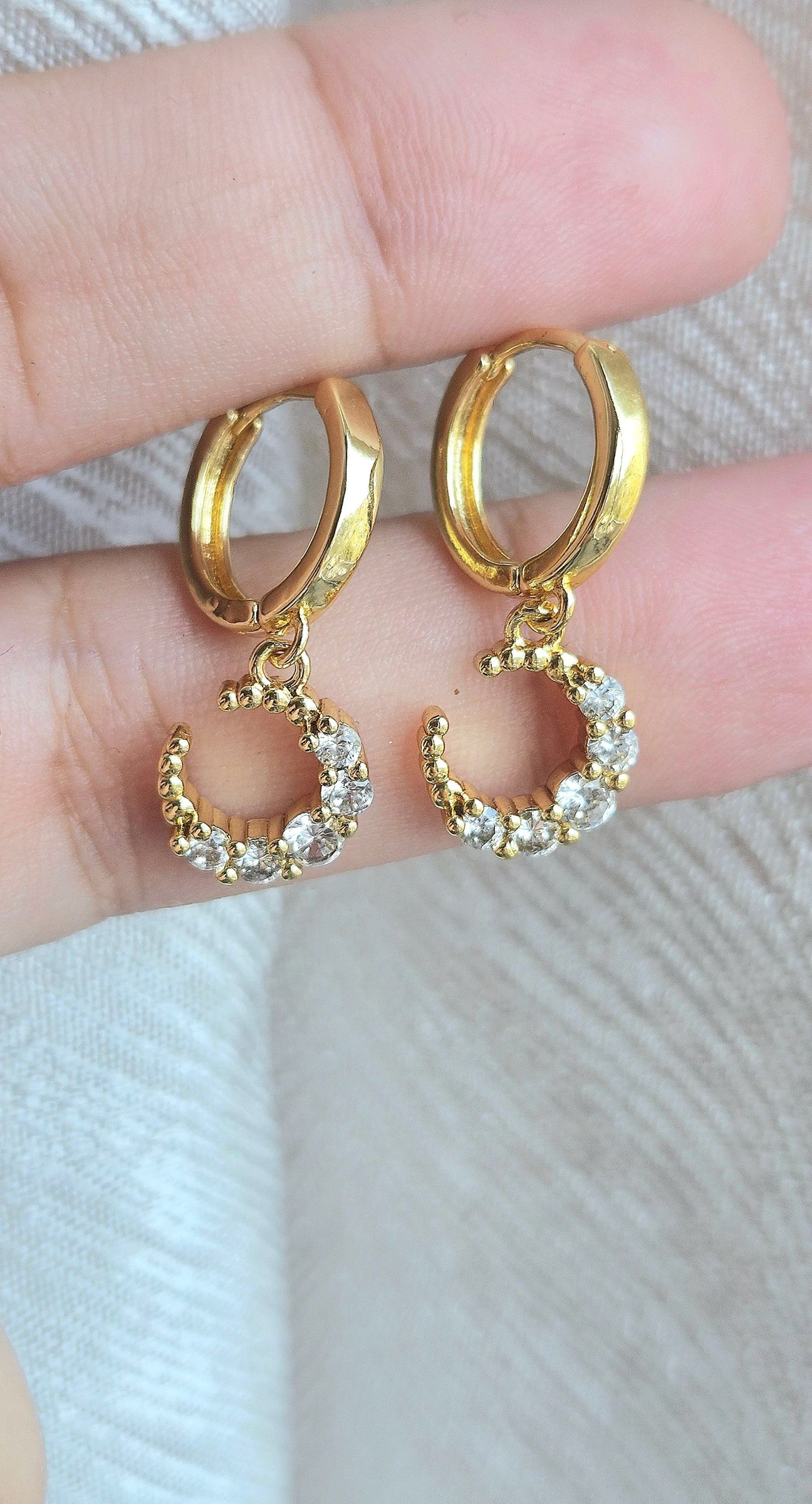 Boucle d'oreille lune en acier inoxydable